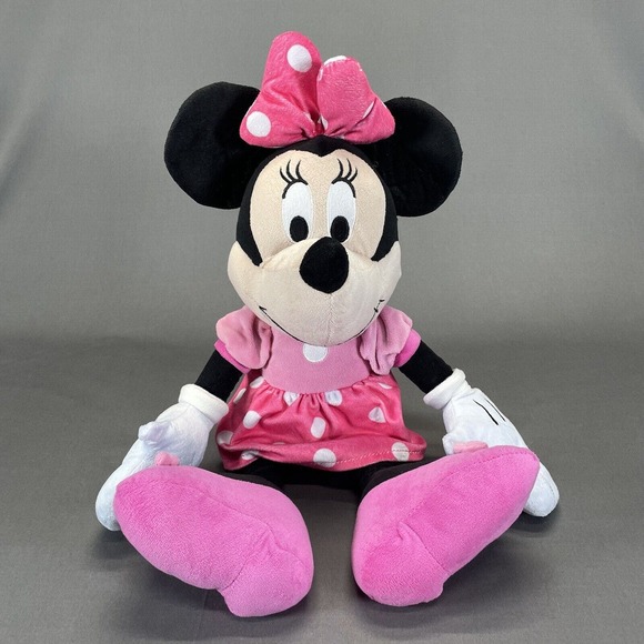 Minnie Mouse Disney Plush Soft Toy Pink Polka Dot Dress Stuffed Animal 19” - Picture 1 of 13